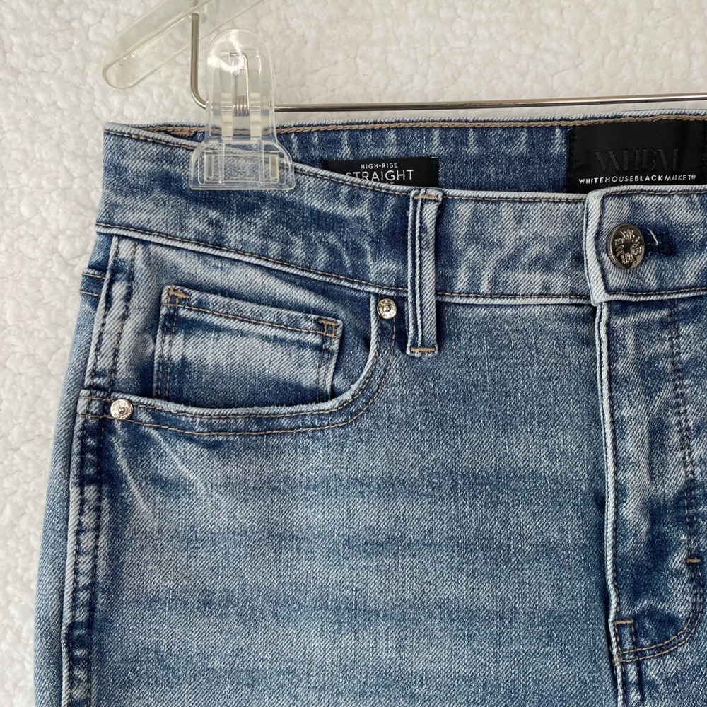 White House Black Market High-Rise Straight Sculpt Jeans Blue Medium Wash Size 6 - Picture 3 of 11